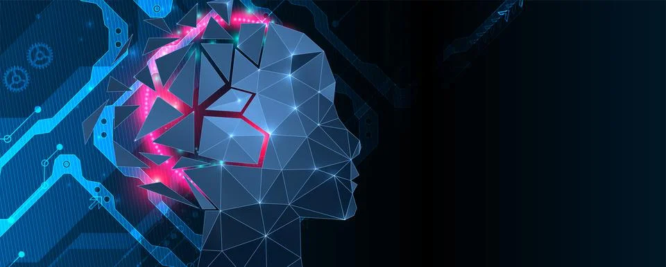 Artificial intelligence (AI) and big data concept. Machine cyber mind.  Humen Stock Illustration