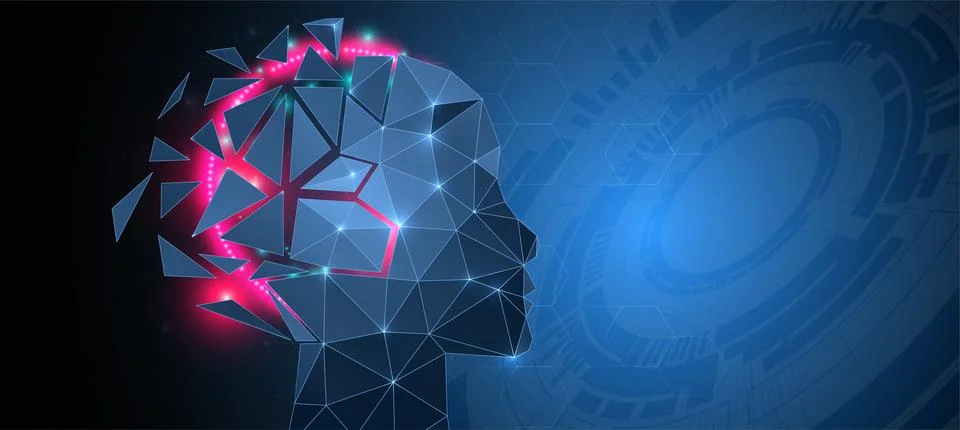 Artificial intelligence (AI) and big data concept. Machine cyber mind.  Humen Stock Illustration