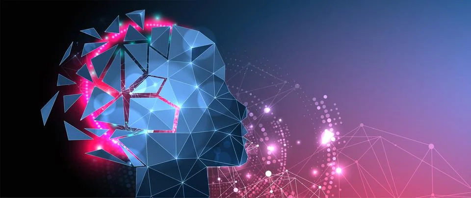 Artificial intelligence (AI) and big data concept. Machine cyber mind.  Humen Stock Illustration