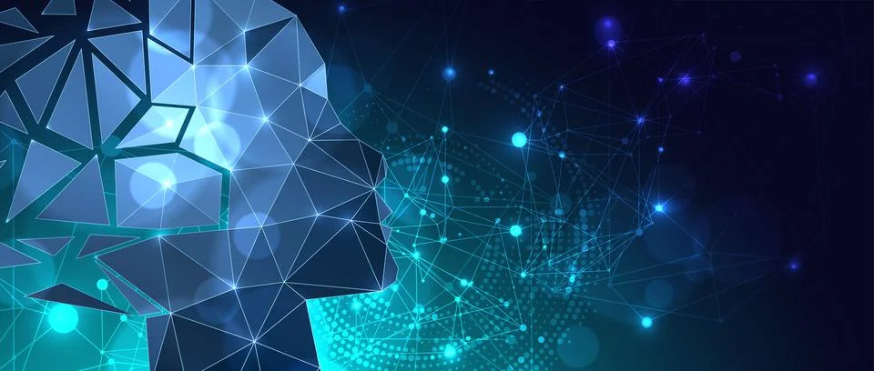 Artificial intelligence (AI) and big data concept. Machine cyber mind.  Humen Stock Illustration