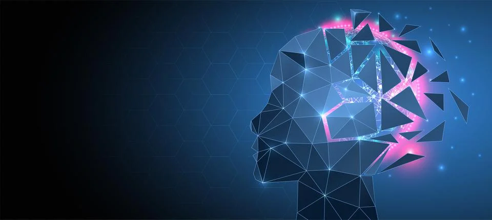 Artificial intelligence (AI) and big data concept. Machine cyber mind.  Humen Stock Illustration