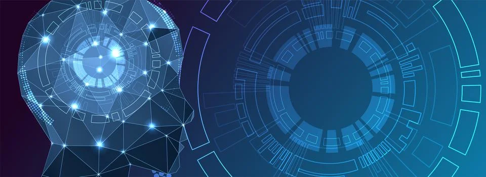 Artificial intelligence (AI) and big data concept. Machine cyber mind.  Humen Stock Illustration