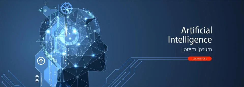 Artificial intelligence (AI) and big data concept. Machine cyber mind.  Humen Stock Illustration