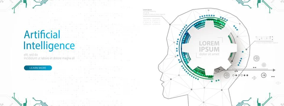 Artificial intelligence (AI) and big data concept. Machine cyber mind.  Humen 스톡 일러스트