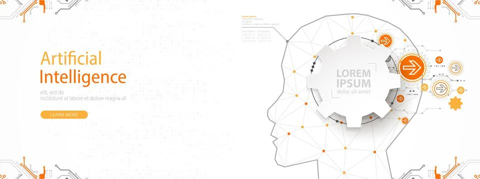 Artificial intelligence (AI) and big data concept. Machine cyber mind.  Humen Stock Illustration
