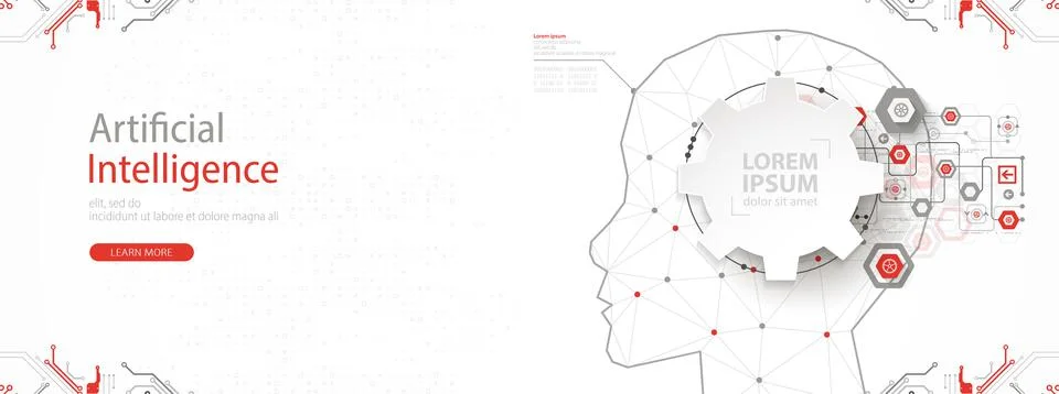 Artificial intelligence (AI) and big data concept. Machine cyber mind.  Humen Stock Illustration