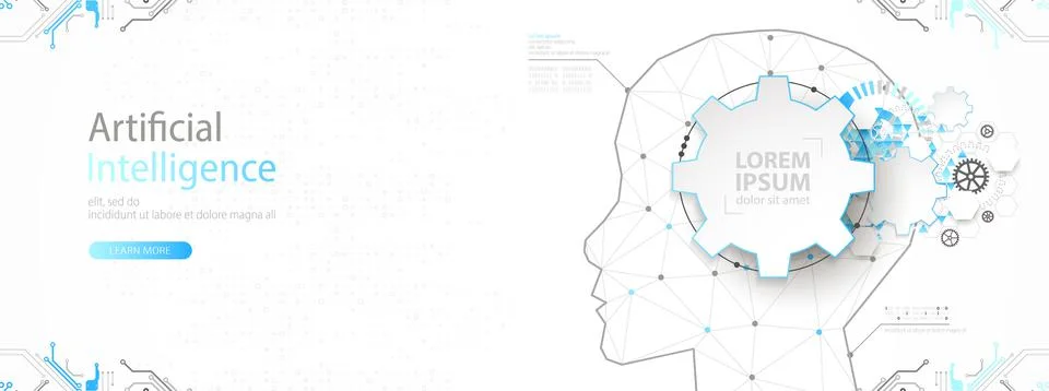 Artificial intelligence (AI) and big data concept. Machine cyber mind.  Humen Stock Illustration