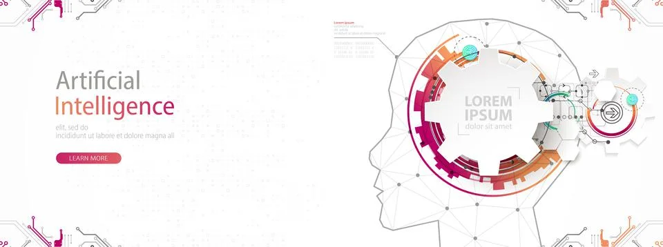 Artificial intelligence (AI) and big data concept. Machine cyber mind.  Humen Stock Illustration
