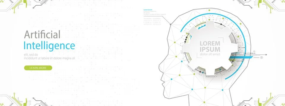 Artificial intelligence (AI) and big data concept. Machine cyber mind.  Humen Stock Illustration