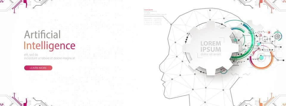 Artificial intelligence (AI) and big data concept. Machine cyber mind.  Humen 스톡 일러스트