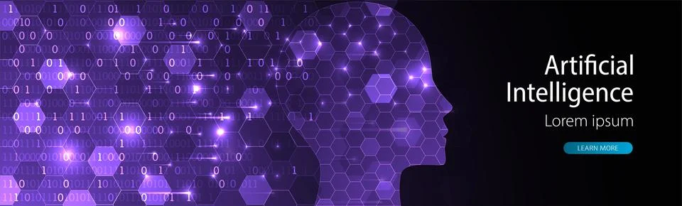 Artificial intelligence (AI) and big data concept. Machine cyber mind.  Humen Stock Illustration