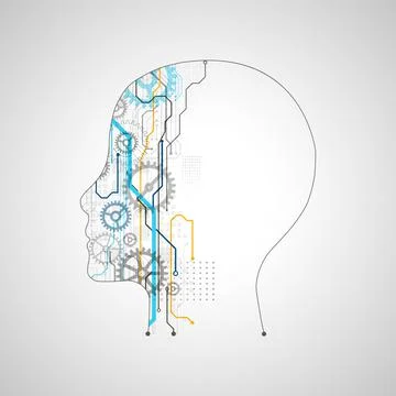 Artificial intelligence (AI) and big data concept. Machine cyber mind. Humen  Stock Illustration