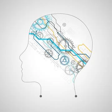 Artificial intelligence (AI) and big data concept. Machine cyber mind. Humen  스톡 일러스트