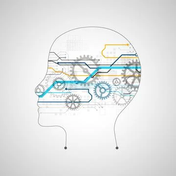 Artificial intelligence (AI) and big data concept. Machine cyber mind. Humen  Stock Illustration