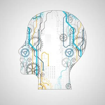 Artificial intelligence (AI) and big data concept. Machine cyber mind. Humen  스톡 일러스트