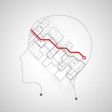 Artificial intelligence (AI) and big data concept. Machine cyber mind. Humen  Stock Illustration