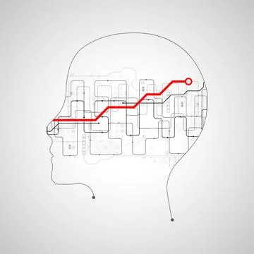 Artificial intelligence (AI) and big data concept. Machine cyber mind. Humen  스톡 일러스트