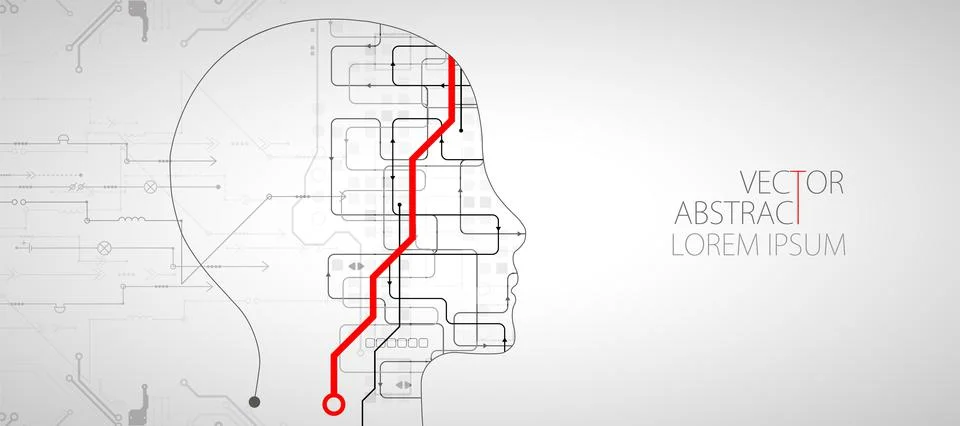 Artificial intelligence (AI) and big data concept. Machine cyber mind. Humen  Stock Illustration