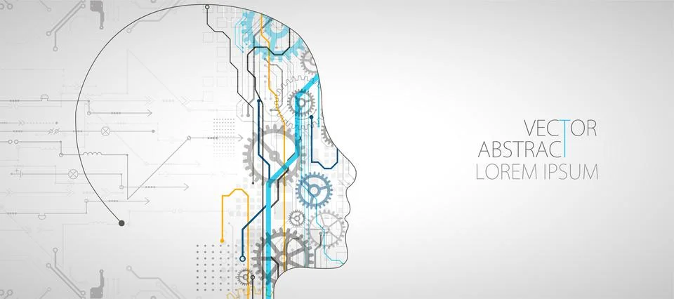 Artificial intelligence (AI) and big data concept. Machine cyber mind. Humen  스톡 일러스트