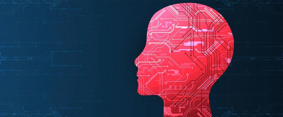 Artificial intelligence (AI) and big data concept. Machine cyber mind.  Techn Stock Illustration