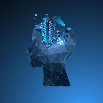 Artificial intelligence (AI) and big data concept. Machine cyber mind.  Techn Stock Illustration