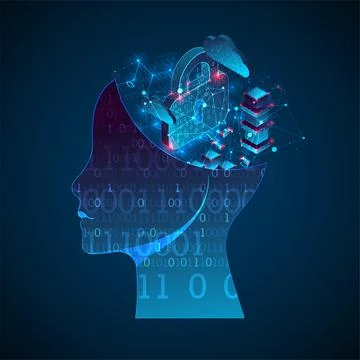Artificial intelligence (AI) and big data concept. Machine cyber mind.  Techn Stock Illustration