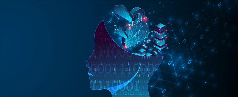 Artificial intelligence (AI) and big data concept. Machine cyber mind.  Techn Stock Illustration