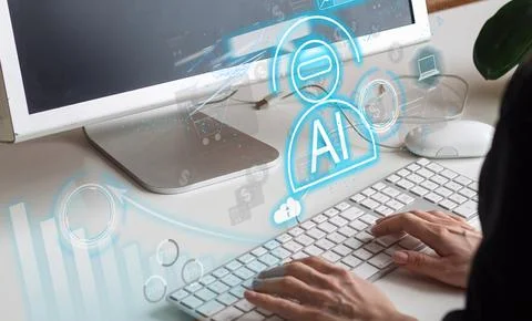Artificial intelligence AI and CRM software automation technology.business use Stock-Fotos