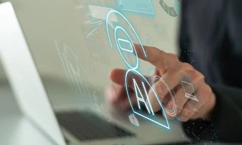 Artificial intelligence AI and CRM software automation technology.business use Stock-Fotos