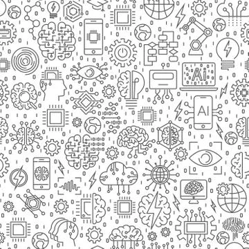 Artificial intelligence ai and machine learning technology website banner or Illustrazione stock