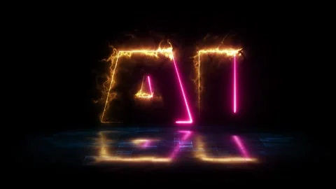 Artificial intelligence (AI) animated writing that is electric and neon. ar.. Stock Footage 289666362