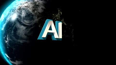 Artificial Intelligence (AI) on background of Earth. Stock Footage 261975180