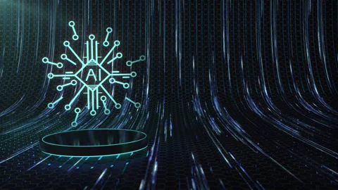 Artificial Intelligence AI background loop technology A. This technical Stock Footage 266144966