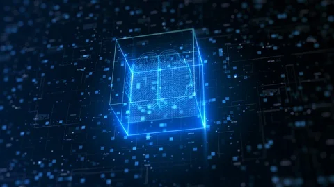 Artificial intelligence (AI) brain animation, big data flow analysis, deep le Video stock 130086786