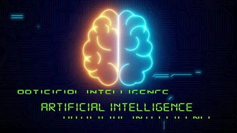 Artificial intelligence AI brain animation, big data flow analysis, deep Stock Footage 274406455