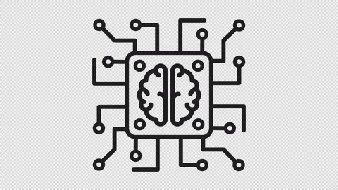 Artificial intelligence AI, brain chip technology, core, line icon. Alpha c.. Stock Footage 342421907