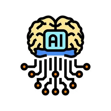 Artificial intelligence ai brain color icon vector illustration Stock Illustration