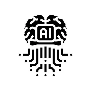 Artificial intelligence ai brain glyph icon vector illustration Illustrazione stock