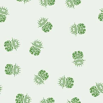 Artificial intelligence ai brain glyph seamless pattern Stock Illustration