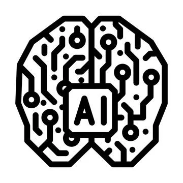 Artificial intelligence ai brain industry 4 line icon vector illustration Stock Illustration