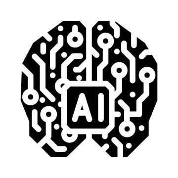 Artificial intelligence ai brain industry 4 glyph icon vector illustration Illustrazione stock
