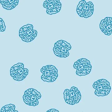 Artificial intelligence ai brain industry 4 line vector seamless pattern Illustrazione stock