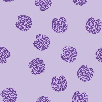 Artificial intelligence ai brain industry 4 glyph vector seamless pattern Stock Illustration