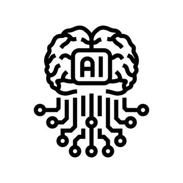 Artificial intelligence ai brain line icon vector illustration Illustrazione stock