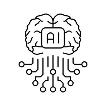 Artificial intelligence ai brain line icon vector illustration Stock Illustration
