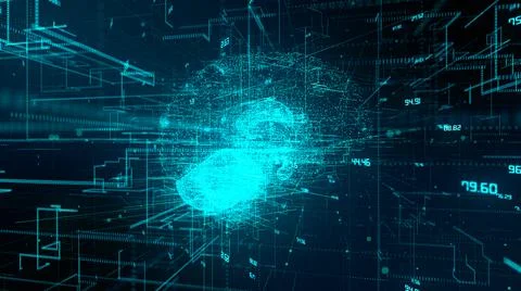 Artificial intelligence AI brain simulation for big data information tech Stockillustratie