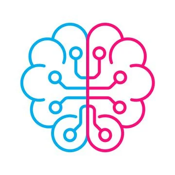 Artificial intelligence AI brain vector icon symbol for graphic design, logo, Stock Illustration