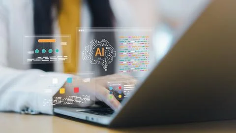 Artificial intelligence ai for business data analysis.Machine learning algo.. Stock Photos