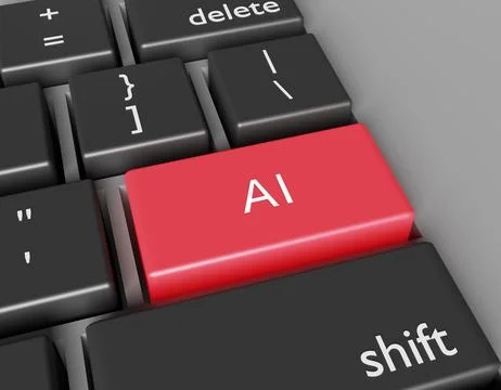 Artificial intelligence AI button on computer keyboard Stock Illustration