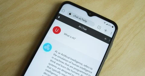 Artificial Intelligence - AI chat bot app on smartphone - Royalty free Video stock 251113848